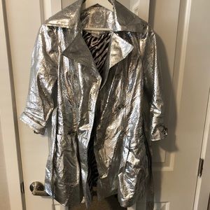Metallic Silver Trench Coat / Jacket